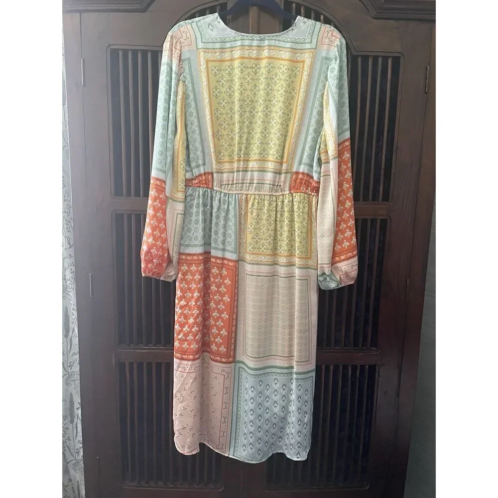 Cato boho patchwork open front kimono cover up L long sleeve new with tags